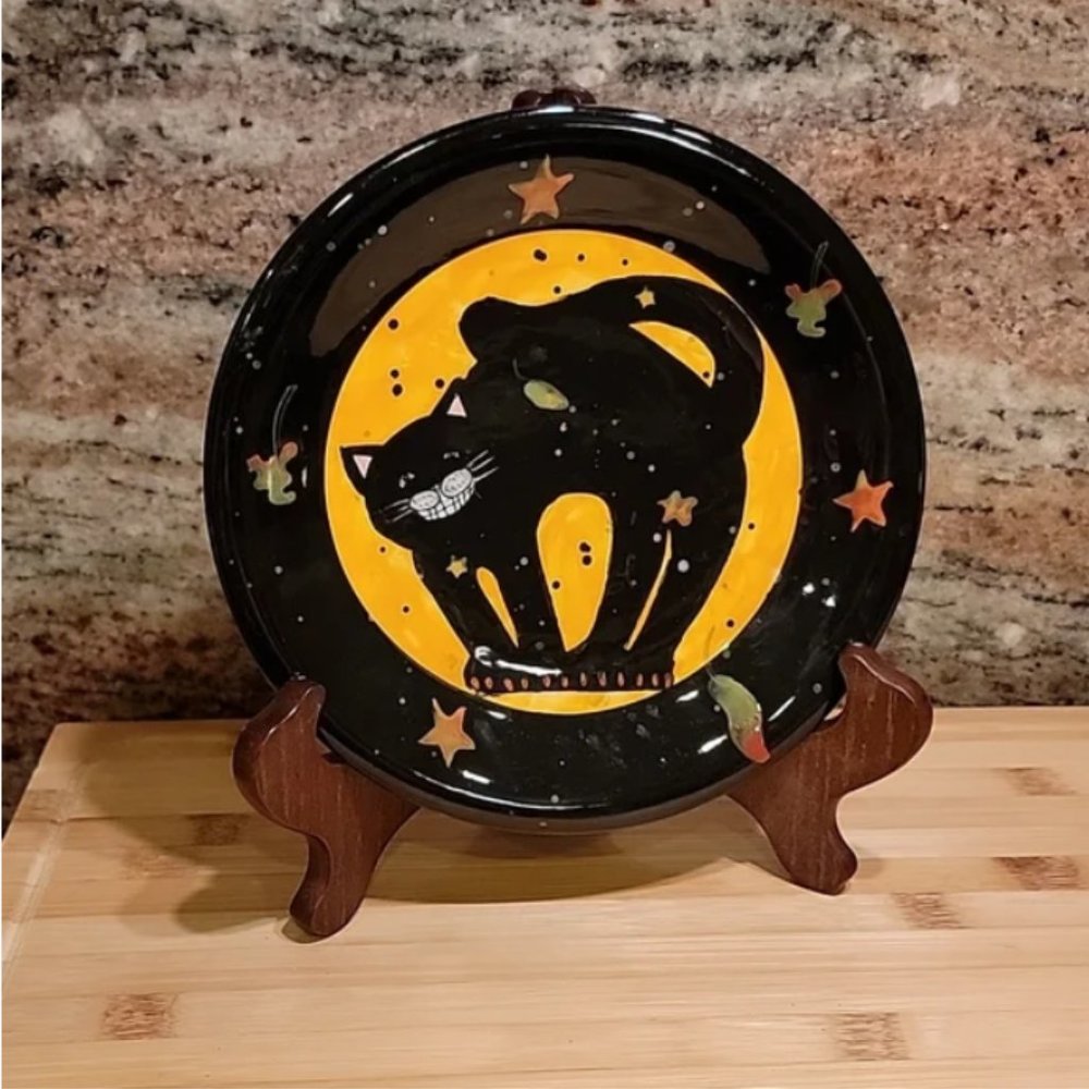 Halloween Susan Winget Certified International cat ceramic plate